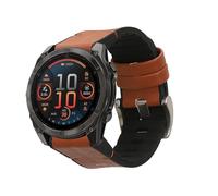 kwmobile Cinturino Pelle PU e Silicone Compatibile con Garmin 20mm Fenix 8 43mm / Fenix 7S / Fenix 6S / Epix Pro 42mm Cinturino - Cinturini di Ricambio per Smartwatch marrone/nero