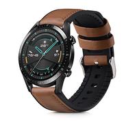 kwmobile Cinturino Pelle PU e Silicone Compatibile con Huawei Huawei Watch GT / GT2 / GT3 (46mm) Cinturino - Cinturini di Ricambio per Smartwatch marrone/nero
