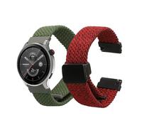 kwmobile Cinturino Smartwatch Compatibile con Huami Amazfit Bip 5 / Unity/GTR 4-2x Cinturino di Ricambio Fitness Tracker - in Nylon con Chiusura Magnetica - rosso/nero/verde scuro