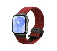 kwmobile Cinturino Smartwatch Compatibile con Huawei Watch Fit 3 / Fit 4 - Cinturino di Ricambio Fitness Tracker - in Nylon con Chiusura Magnetica - rosso/nero