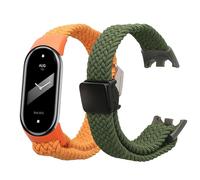 kwmobile Cinturino Smartwatch Compatibile con Xiaomi Mi Band 8-2x Cinturino di Ricambio Fitness Tracker - in Nylon con Chiusura Magnetica - verde scuro/arancione