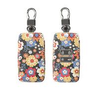 kwmobile Coprichiave Compatibile con Renault con 4 tasti Smart Key (solo Keyless Go) - Cover Chiave - Guscio Protettivo Copri Telecomando Auto Similpelle - Fiore Vintage