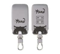 kwmobile Coprichiave Compatibile con Renault con 4 tasti Smart Key (solo Keyless Go) - Cover Chiave - Guscio Protettivo Copri Telecomando Auto Similpelle - Gatto Nero