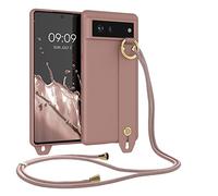 kwmobile Cover a Tracolla Compatibile con Google Pixel 6 - Back Case in Silicone rosa invernale - Custodia con Cordino e Passante Cinta