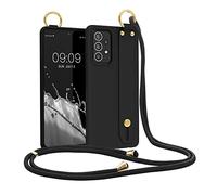 kwmobile Cover a Tracolla Compatibile con Samsung Galaxy A52 / A52 5G / A52s 5G - Back Case in Silicone nero - Custodia con Cordino e Passante Cinta