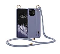 kwmobile Cover a Tracolla Compatibile con Xiaomi 11 Lite (5G) NE/Mi 11 Lite (5G) - Back Case in Silicone lavanda opaco - Custodia con Cordino e Passante Cinta
