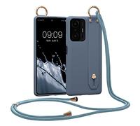 kwmobile Cover a Tracolla Compatibile con Xiaomi 11T / 11T Pro - Back Case in Silicone ardesia scuro - Custodia con Cordino e Passante Cinta