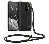 kwmobile Cover a Tracolla Compatibile con Xiaomi Redmi Note 8 Pro - Back Case in Silicone nero - Custodia con Cordino e Passante Cinta