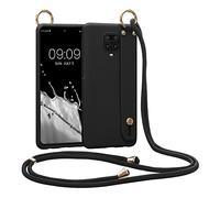 kwmobile Cover a Tracolla Compatibile con Xiaomi Redmi Note 9S / 9 Pro / 9 Pro Max - Back Case in Silicone nero - Custodia con Cordino e Passante Cinta