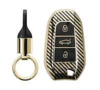 kwmobile Cover Chiave Auto Compatibile con Peugeot Citroen con 3 tasti Smartkey (Keyless Go) Cover - Custodia Chiavi Macchina - Coprichiave - Copri Telecomando in Silicone TPU - oro/nero