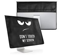 kwmobile Cover Compatibile con 27-28" Monitor - Fodero per Monitor - Copertura Antipolvere Schermo PC con 2 Tasche Extra - Bianco/Nero