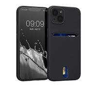 kwmobile Cover compatibile con Apple iPhone 13 - in Silicone morbido - Custodia con scomparto porta carte biglietti - Back Case nero matt