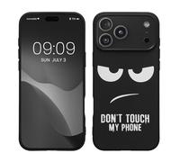 kwmobile Cover Compatibile con Apple iPhone 17 Pro Max - Custodia in Silicone TPU - Cover Protettiva Soft Case - Don't touch my phone bianco/nero