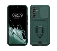 kwmobile Cover Compatibile con Samsung Galaxy A54 5G - Custodia Magnetica con Protezione Fotocamera Scorrevole Anello Porta Carte verde muschio