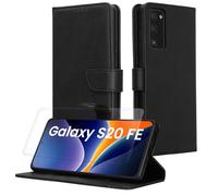 kwmobile Cover Compatibile con Samsung Galaxy S20 FE - Custodia Smartphone con Chiusura Magnetica - Protezione RFID Vetro Temperato e Porta Carte - nero