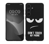 kwmobile Cover Compatibile con Samsung Galaxy S25 FE - Custodia in Silicone TPU - Cover Protettiva Soft Case - Don't touch my phone bianco/nero