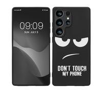 kwmobile Cover Compatibile con Samsung Galaxy S25 Ultra - Custodia in Silicone TPU - Cover Protettiva Soft Case - Don't touch my phone bianco/nero