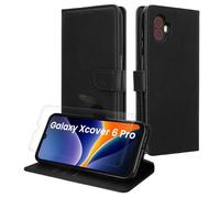 kwmobile Cover Compatibile con Samsung Galaxy Xcover6 Pro - Custodia Smartphone con Chiusura Magnetica - Protezione RFID Vetro Temperato e Porta Carte - nero