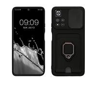 kwmobile Cover Compatibile con Xiaomi Redmi Note 11 Pro+ 5G / Note 11 Pro Plus 5G - Custodia Magnetica con Protezione Fotocamera Scorrevole Anello Porta Carte nero