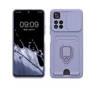kwmobile Cover Compatibile con Xiaomi Redmi Note 11 Pro+ 5G / Note 11 Pro Plus 5G - Custodia Magnetica con Protezione Fotocamera Scorrevole Anello Porta Carte lavanda