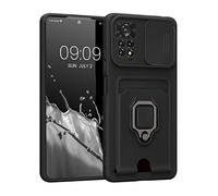 kwmobile Cover Compatibile con Xiaomi Redmi Note 11 Pro/Note 11 Pro (5G) / Note 12 Pro (4G) - Custodia Magnetica con Protezione Fotocamera Scorrevole Anello Porta Carte nero