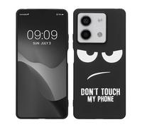 kwmobile Cover Compatibile con Xiaomi Redmi Note 13 5G - Custodia in Silicone TPU - Cover Protettiva Soft Case - Don't touch my phone bianco/nero