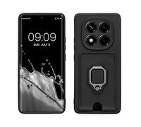 kwmobile Cover Compatibile con Xiaomi Redmi Note 14 Pro 5G / Poco X7 - Custodia Magnetica con Protezione Fotocamera Scorrevole Anello Porta Carte nero