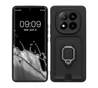 kwmobile Cover Compatibile con Xiaomi Redmi Note 14 Pro+ 5G / Redmi Note 14 Pro Plus 5G - Custodia Magnetica con Protezione Fotocamera Scorrevole Anello Porta Carte nero