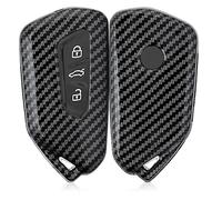 kwmobile Cover copri-chiave compatibile con VW Golf 8 con 3 tasti - Guscio protettivo chiavi auto - copertina in plastica rigida - Effetto Carbonio nero