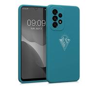 kwmobile Cover in silicone compatibile con Samsung Galaxy A33 5G - con protezione per fotocamera - Custodia in silicone TPU e microfibra - Back Cover Tramonto Minimal bianco/petrolio