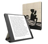 kwmobile Cover per Amazon Kindle Scribe (2022/2024) Cover - Custodia eBook Reader Verticale - Case eReader in Pelle PU - Chiusura Magnetica e Porta Penna - Ragazza e Libri