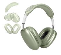 kwmobile Cover per Apple AirPods Max - Set 3 in 1 Protezione Cuffie e Archetto - Antigraffio per Cuscinetti Auricolari - Gusci Protettivi Padiglioni - trasparente/verde