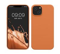 kwmobile Cover per Apple iPhone 14 Custodia - Back Case per Caricatore Wireless - Antiurto e Flessibile in Silicone TPU - albicocca calda