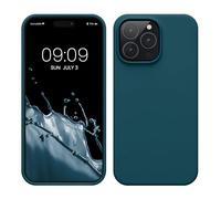 kwmobile Cover per Apple iPhone 14 Pro Max Custodia - Back Case per Caricatore Wireless - Antiurto e Flessibile in Silicone TPU - petrolio matt