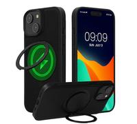 kwmobile Cover per Apple iPhone 15 Cover Magnetica - Custodia Rigida Compatibile con Magsafe - Protezione Smartphone con Anello Rotante a 360° - Nero
