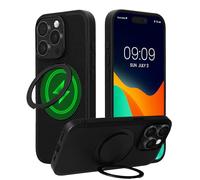 kwmobile Cover per Apple iPhone 15 PRO Max Cover Magnetica - Custodia Rigida Compatibile con Magsafe - Protezione Smartphone con Anello Rotante a 360° - Nero