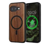kwmobile Cover per Google Pixel 9a Cover Legno - Custodia per Smartphone con Paraurti in TPU - Compatibile con MagSafe - Marrone Scuro Legna