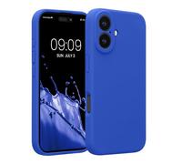 kwmobile Cover per iPhone 16 Custodia - Back Case per Smartphone in Silicone TPU - Protezione Gommata - Blu Baltico