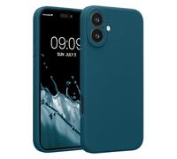 kwmobile Cover per iPhone 16 Plus Custodia - Back Case per Smartphone in Silicone TPU - Protezione Gommata - Petrolio Matt