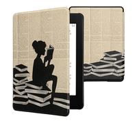 kwmobile Cover per Kindle Paperwhite Cover - Custodia per Kindle Paperwhite 6,8 Pollici 11 Generazione 2021 - Copertina eReader - eBook Reader Case - Ragazza e Libri