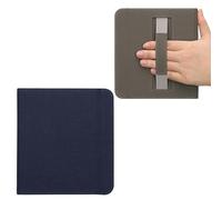 kwmobile Cover Pieghevole eReader Compatibile con Kobo Libra Colour Cover - Protezione eBook Reader in Tela con Cinghia per Mano - blu scuro