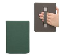 kwmobile Cover Pieghevole eReader Compatibile con Pocketbook InkPad 4/Color 3/2 / Vivlio InkPad 4/Color 3 Cover - Protezione eBook Reader in Tela con Cinghia per Mano - verde scuro