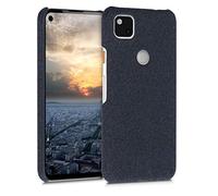 Kwmobile Cover Rigida Compatibile con Google Pixel 4a - Custodia Cellulare Protettiva in Tessuto - Back Cover Case Blu Scuro
