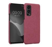 kwmobile Cover Rigida Compatibile con OnePlus Nord 2 5G - Custodia Cellulare - Back Cover Case Protettiva Cover in Tessuto - Corallo
