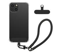 kwmobile Cover Trasparente Compatibile con Apple iPhone 14 Custodia - con Cordino da Polso Staccabile Lungo 15 cm - con 2 Toppe di Fissaggio - Montaggio Facile