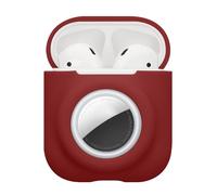kwmobile Custodia 2 in 1 compatibile con Apple Airpods 1 & 2 e AirTag - Cover Cuffie Bluetooth - Protezione in Silicone con Moschettone - bordeaux