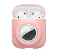 kwmobile Custodia 2 in 1 compatibile con Apple Airpods 1 & 2 e AirTag - Cover Cuffie Bluetooth - Protezione in Silicone con Moschettone - rosa antico