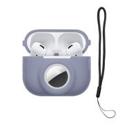 kwmobile Custodia 2 in 1 compatibile con Apple Airpods Pro 2 e AirTag - Cover Cuffie Bluetooth - Protezione in Silicone con Moschettone - lavanda opaco