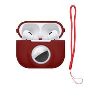 kwmobile Custodia 2 in 1 compatibile con Apple Airpods Pro 2 e AirTag - Cover Cuffie Bluetooth - Protezione in Silicone con Moschettone - rosso fulvo