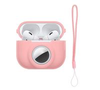 kwmobile Custodia 2 in 1 compatibile con Apple Airpods Pro 2 e AirTag - Cover Cuffie Bluetooth - Protezione in Silicone con Moschettone - rosa antico